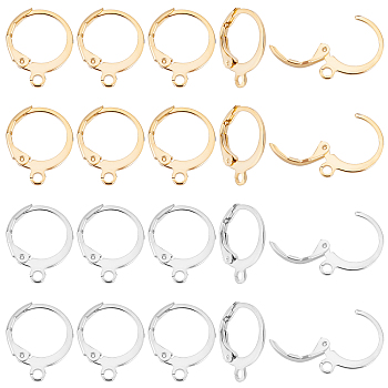 304 Stainless Steel Leverback Earring Findings, with Loop, Bead Container, Golden & Stainless Steel Color, 6.8x5.2x1.1cm, 60pcs/box