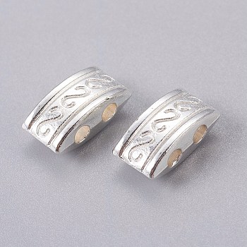 Tibetan Style Multi-Strand Links, Two Hole Carrier Beads, Rectangle, Cadmium Free & Nickel Free & Lead Free, Silver, 10x4mm, Hole: 1.5mm