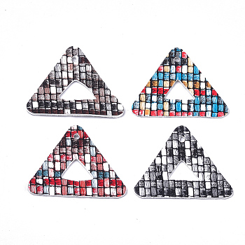 Imitation Leather Pendants, Triangle, Mixed Color, 32x40x1mm, Hole: 1mm
