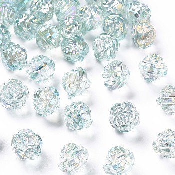 Transparent Acrylic Beads, AB Color, Flower, Turquoise, 11.5x11.5mm, Hole: 1.8mm, about 780pcs/500g