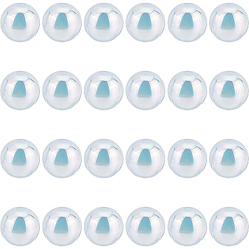 BENECREAT ABS Plastic Imitation Pearl Beads, AB Color Plated, Round, White, 7.5~8mm, Hole: 1.8mm, 24pcs/box