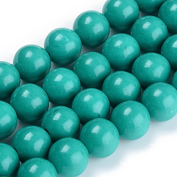 Dyed Natural Mashan Jade Beads Strands, Imitation Turquoise, Round, Round, Medium Turquoise, 6mm, Hole: 1mm, about 68pcs/Strand, 16 inch(40.64cm)