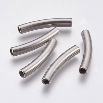 304 Stainless Steel Tube Beads, Stainless Steel Color, 25x5mm, Hole: 3.5mm