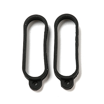 Anti-Lost Silicone Pendant, for Electronic Stylus & Lighter Making, Black, 48.5~49x16x6mm, Hole: 3mm, Inner Diameter: 40x12mm