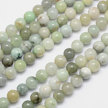 Natural Jadeite Round Bead Strands, 8mm, Hole: 1mm, about 51pcs/strand, 15.5 inch
