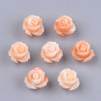 Synthetic Coral Beads, Dyed, Flower, Light Salmon, 10x10.5x8mm, Hole: 1mm