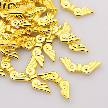 Tibetan Style Alloy Beads, Angel Wings, Lead Free & Cadmium Free, Golden, 21x7.5mm