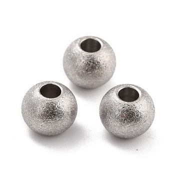 201 Stainless Steel Beads, Round, Stainless Steel Color, 8x6.5mm, Hole: 3mm