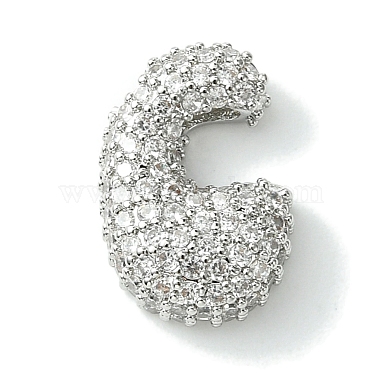 Platinum Clear Letter C Brass+Cubic Zirconia Pendants