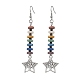 Colorful Natural Dyed Lava Rock Disc Beaded Dangle Earrings(EJEW-JE05617)-4