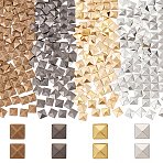 400Pcs Brass Cabochons, Square, Mixed Color, 7x7x2mm, 4 colors, 100pcs/color(KK-CY0001-18B)