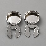 Brass Cufflinks, Flat Round, Platinum, 28x15.3x4mm(BUTT-WH0034-16P)