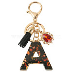 Resin Keychains, with Lobster Claw Clasps, Light Gold, Letter A, 105mm, Letter: 44x44x7.5mm(KEYC-TAC0030-14A)