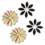 4Pcs 2 Styles Flower Hotfix Rhinestone (Hot Melt Adhesive On The Back), Iron on Patches, Rhinestone Trimming, Mixed Color, 80~82x75~78x2~4.5mm, 2pcs/style(DIY-HY0001-89)
