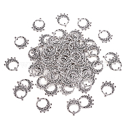 Tibetan Style Alloy Chandelier Components, Flat Round, Lead Free, Antique Silver, 24x20x1mm, Hole: 1mm(PALLOY-TA0001-23-LF)