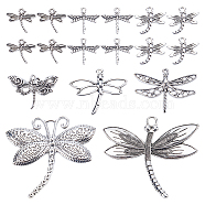 52Pcs Tibetan Style Alloy Big Pendants, Cadmium Free & Lead Free, Dragonfly, Antique Silver, 15.5~58x18.5~66.5x2~3.5mm, Hole: 2~5mm, about 8 style/box(TIBE-SC0009-33)
