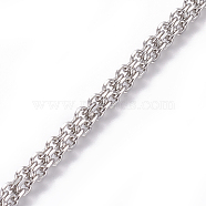 304 Stainless Steel Cable Chains, Diamond Cut Chains, Unwelded, Faceted, Oval, Stainless Steel Color, 4mm, Links: 3.5x4x2.5mm(CHS-L020-022P)