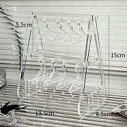 2-Tier Acrylic Earrings Display Stands, Clothes Hangers Shaped Dangle Earring Organizer Holder, with 8Pcs Mini Hangers, Clear, 8.5x13.5x15cm(PW-WG25892-02)