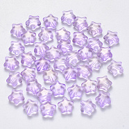 Spray Painted Glass Beads, with Glitter Powder, Star, Violet, 8x8.5x4mm, Hole: 1mm(X-GLAA-R211-04-D02)
