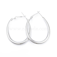 201 Stainless Steel Teardrop Hoop Earrings for Women, with 304 Stainless Steel Pins, Stainless Steel Color, 46x34.5x4mm, Pin: 0.7mm(EJEW-N052-03C-01)