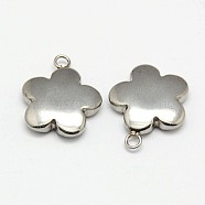304 Stainless Steel Pendants, Flower, Stainless Steel Color, 19x16x4mm, Hole: 2mm(STAS-K002-33A1)