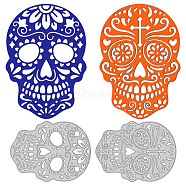 2Pcs 2 Styles Day of the Dead Carbon Steel Cutting Dies Stencils, for DIY Scrapbooking, Photo Album, Decorative Embossing Paper Card, Stainless Steel Color, Skull Pattern, 78x107x0.8mm, 1pc/style(DIY-WH0309-1196)