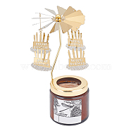 Birthday Cake Stainless Steel Rotating Tealight Candle Holders, with Iron Findings, Golden(DIY-WH0488-99)