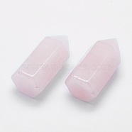 Natural Rose Quartz Pointed Beads, Healing Stones, Reiki Energy Balancing Meditation Therapy Wand, Undrilled/No Hole Beads, Bullet, 33~35x16~17x14.5~15mm(G-G760-K20)
