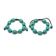 Synthetic Turquoise Braided Bead Bracelets, with Nylon Cord, Barrel, 1-7/8 inch(4.7cm)(BJEW-K212-F)