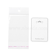 Paper Display Cards, with OPP Cellophane Bags, for Bracelet, Necklace, Earring Storage, Rectangle with Flower Pattern, White, Card: 8.5x6x0.05cm, Bag: 14.6x6.8x0.01cm(OPP-C002-04A)
