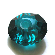 Imitation Austrian Crystal Beads, Grade AAA, Faceted, Flat Round, Dark Cyan, 8x4mm, Hole: 0.9~1mm(SWAR-F061-4x8mm-24)