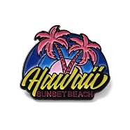 Summer Vacation Series Sun with Coconut Tree Alloy Enamel Pin Brooch, for Backpack Clothes, Salmon, 27.5x32x1.4mm(JEWB-C029-09B)
