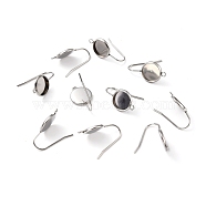 Tarnish Resistant 304 Stainless Steel Earring Hooks, with Vertical Loop, Flat Round, Stainless Steel Color, 23x12x2mm, Hole: 1.5mm, Tray: 10mm, 20 Gauge, Pin: 0.8mm(STAS-F271-01B-P)