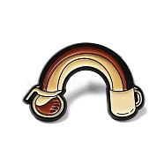 Caffee Theme Alloy Enamel Pins,  Black Brooches, Rainbow, 21.5x30.5mm(JEWB-Z025-01D)