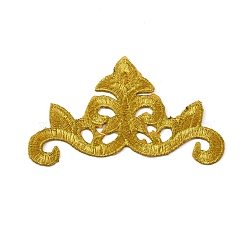 Polyester Computerized Embroidered Cloth Patch, Adhesive/Sew on Patches, Costume Accessories, Floral Pattern, Gold, 57x98x1mm(EMBR-WH0001-07)