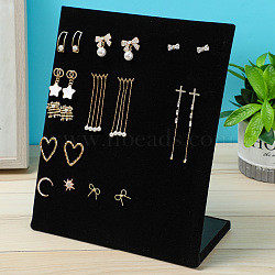 Velvet Earring Display Stands, Jewelry Display Rack, L-Shaped, Rectangle, Black, 20x10x25cm(CON-PW0001-158A-02)