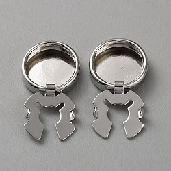Brass Cufflinks, Flat Round, Platinum, 28x15.3x4mm(BUTT-WH0034-16P)