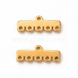 304 Stainless Steel Chandelier Component Links, 6-Loop Connector, Rectangle, Golden, 5x13.5x1.5mm, Hole: 1mm(STAS-A074-02E-G)