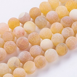 Natural Weathered Agate Beads Strands, Dyed, Frosted, Round, Orange, 10mm, Hole: 1mm, about 38pcs/strand, 15.35 inch(G-G589-10mm-02)