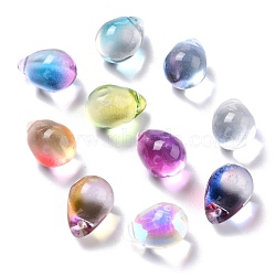 Electroplate Glass Charms, Teardrop, Mixed Color, 14x10mm, Hole: 1.2mm(GLAA-P049-C)