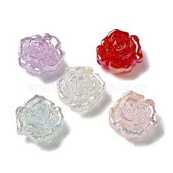 Transparent & Crackle Acrylic Beads, Rose, Mixed Color, 31x30.5x16mm, Hole: 3.5mm(MACR-G064-04)