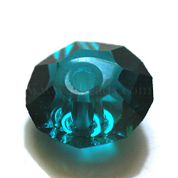 Imitation Austrian Crystal Beads, Grade AAA, K9 Glass, Faceted, Flat Round, Dark Cyan, 8x4mm, Hole: 0.9~1mm(SWAR-F061-4x8mm-24)