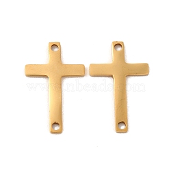 201 Stainless Steel Connector Charms, Religion Cross Links, Golden, 17.5x11x1mm, Hole: 1.2mm(STAS-K251-082G)