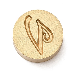 Golden Tone Brass Letter Stamps, with Black Wooden Handles, for DIY Wax Seal Stamps, Letter V, 79.5x12x12mm(KK-R005-01V)