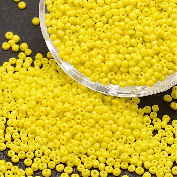 6/0 Glass Seed Beads, Grade A, Round, Opaque Colours, Yellow, 3.6~4.0mm, Hole: 1.2mm, about 500pcs/50g