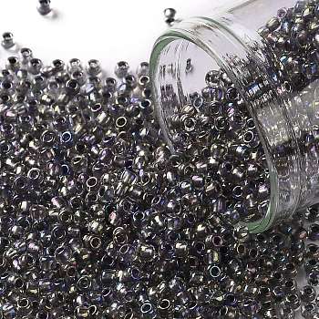 TOHO Round Seed Beads, Japanese Seed Beads, (266) Inside Color Gold Luster Crystal/Opaque Gray, 11/0, 2.2mm, Hole: 0.8mm, about 50000pcs/pound
