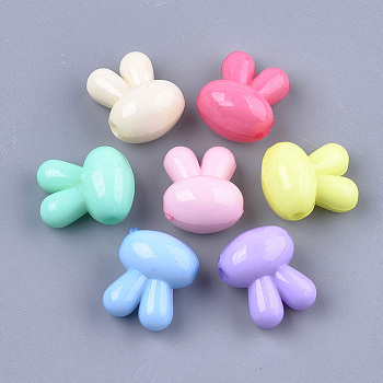 Opaque Solid Color Bunny Acrylic Beads, Rabbit Head, Mixed Color, 16x13x10mm, Hole: 2mm, about 520pcs/500g