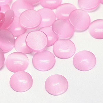 Cat Eye Cabochons, Half Round, Pearl Pink, 7x2.5mm