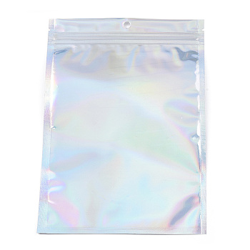 Rectangle Zip Lock Plastic Laser Bags, Resealable Bags, Clear, 20x14cm, Hole: 6mm, Unilateral Thickness: 2.3 Mil(0.06mm)