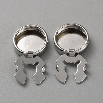 Brass Cufflinks, Flat Round, Platinum, 28x15.3x4mm